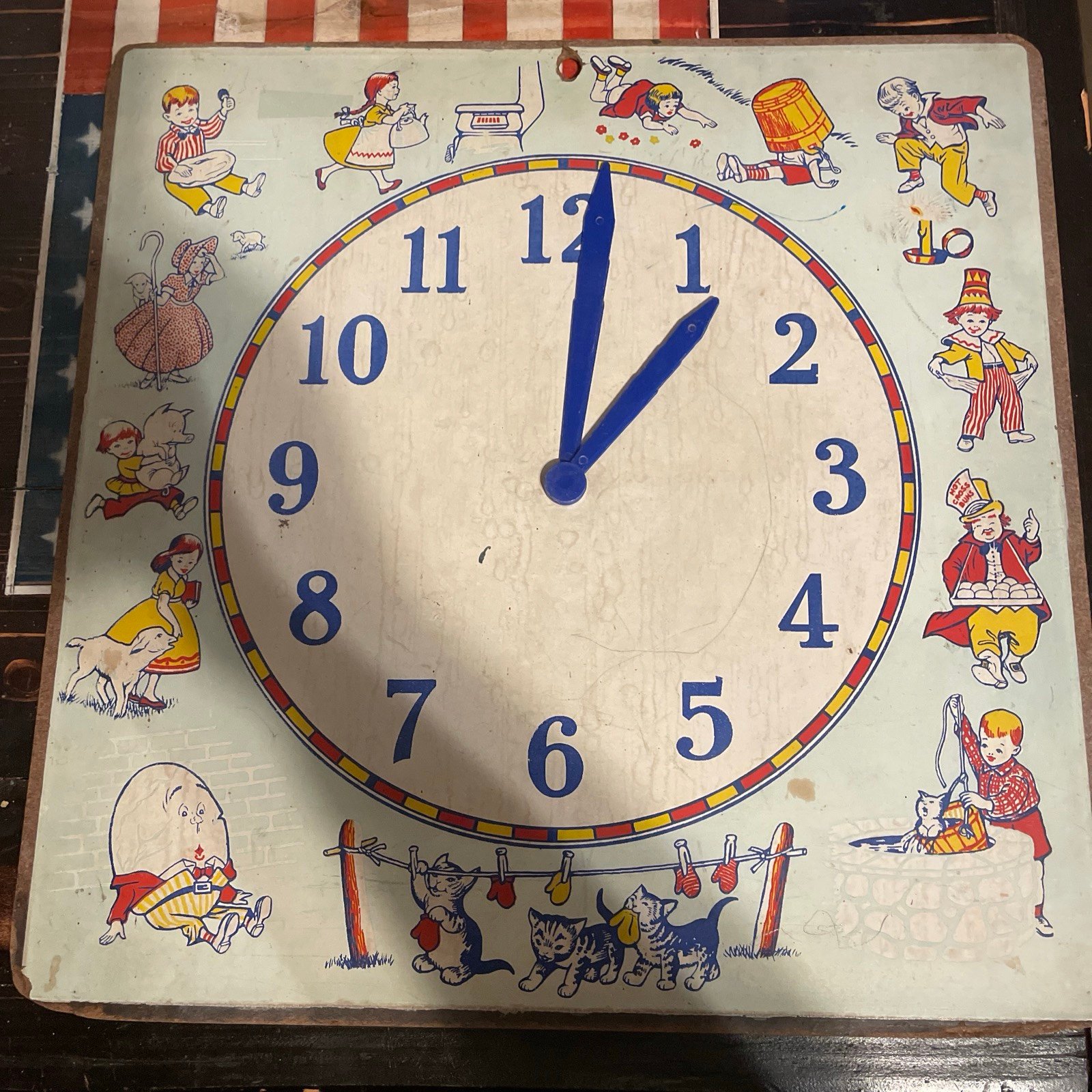 IDEAL School Supply Company Clock Teaching Board NURSERY RHYMES Vintage 50’s