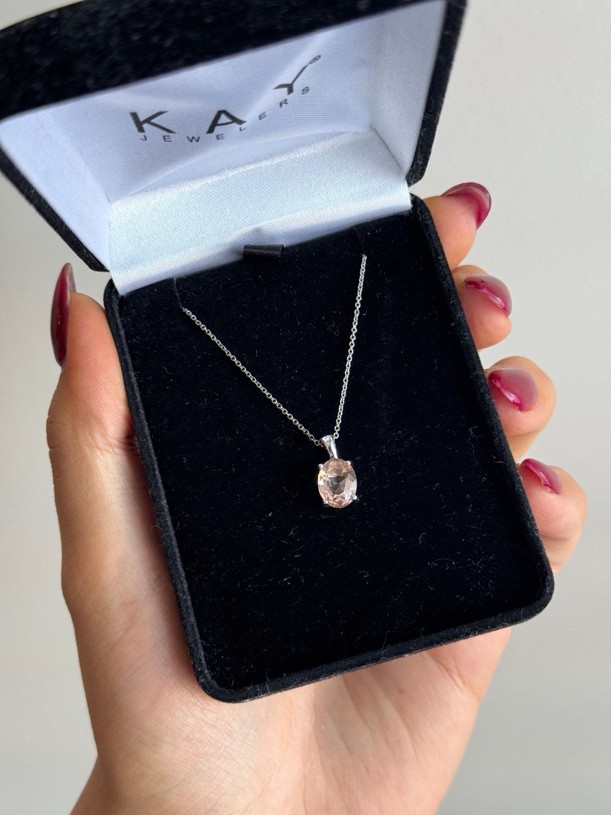 Kay Jewelers Pink Diamond Pendent Necklace Sterling Silver Chain