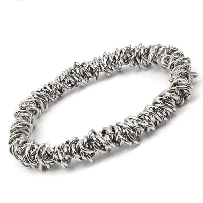 NWOT Stainless Steel Chain Link Charm Stretch Bracelet Women's Jewlery Accessory