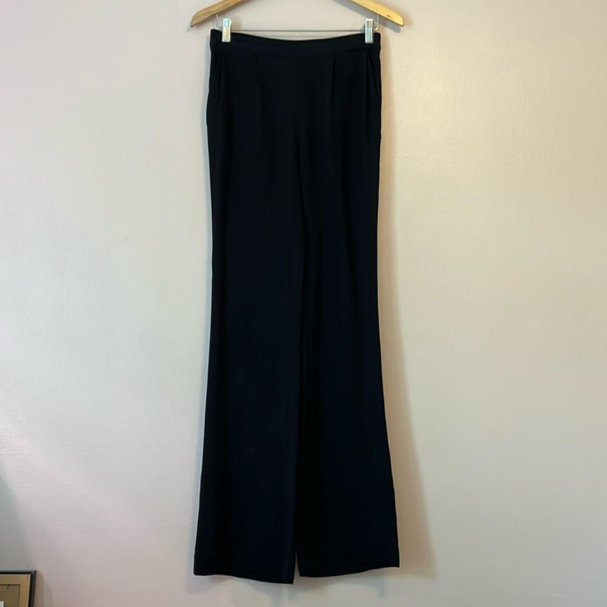 Diane von Furstenberg DvF Elena Silk Wide Leg Pant Trouser Black Women’s Sz 4