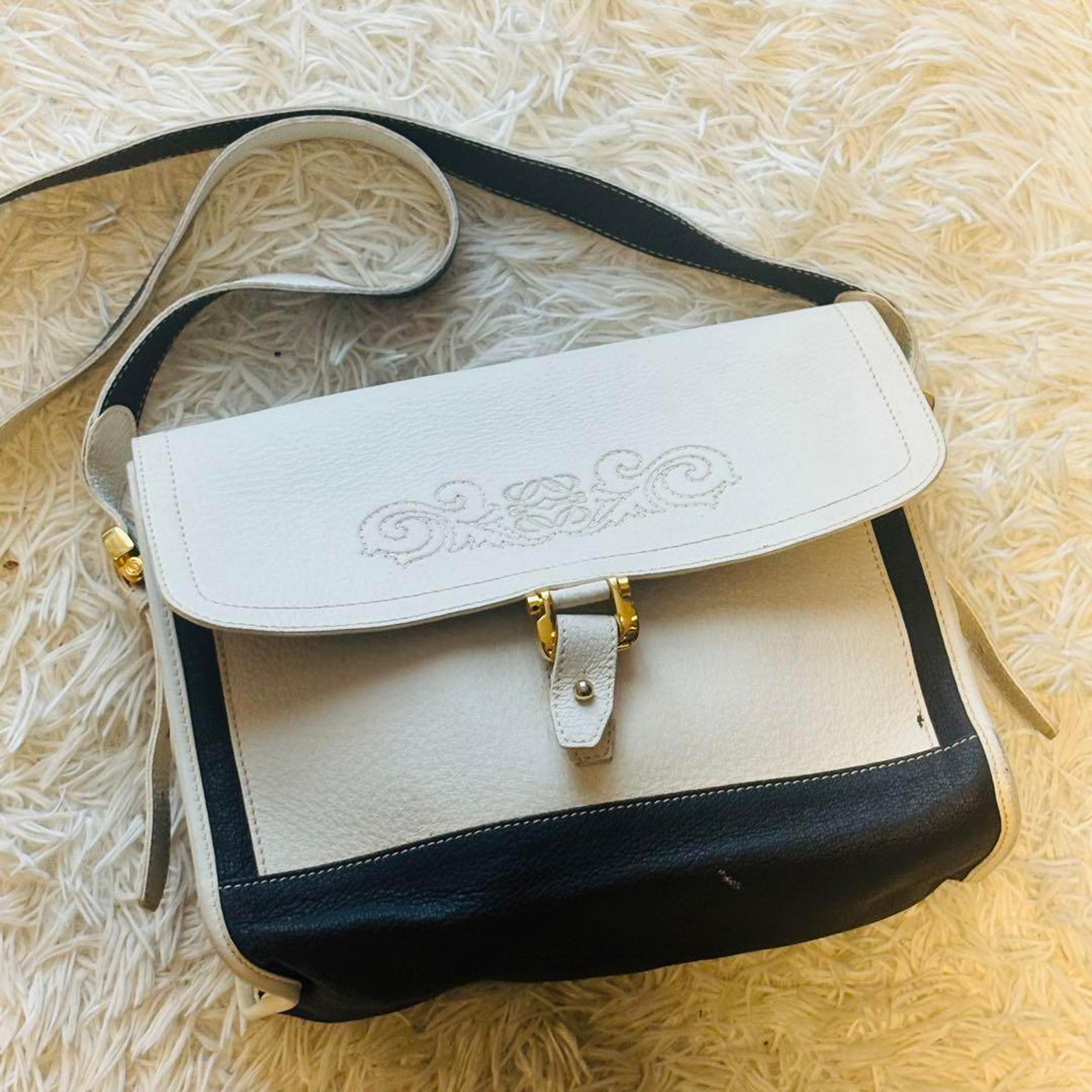 [Rare] LOEWE Loewe Shoulder Bag Vintage Navy x White