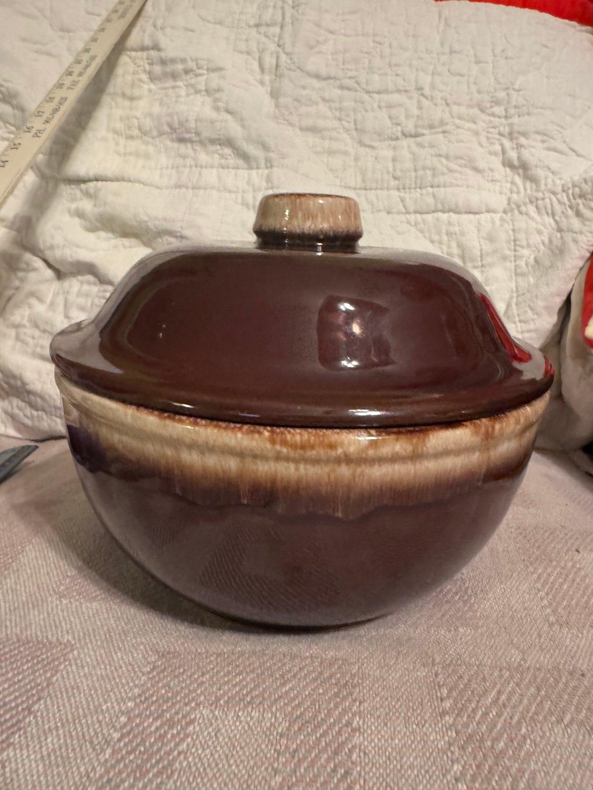Vintage Kathy Kale McCoy Brown Drip Casserole Lidded Roaster