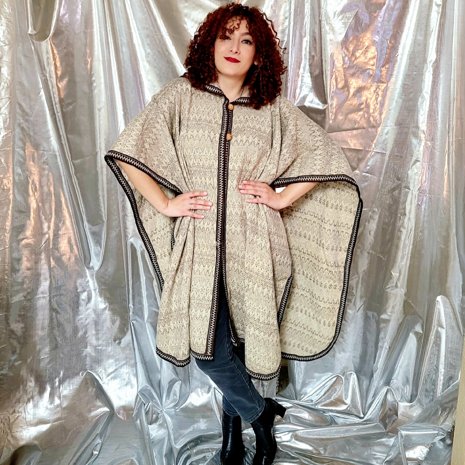 Vintage Wool Mexican Western Poncho