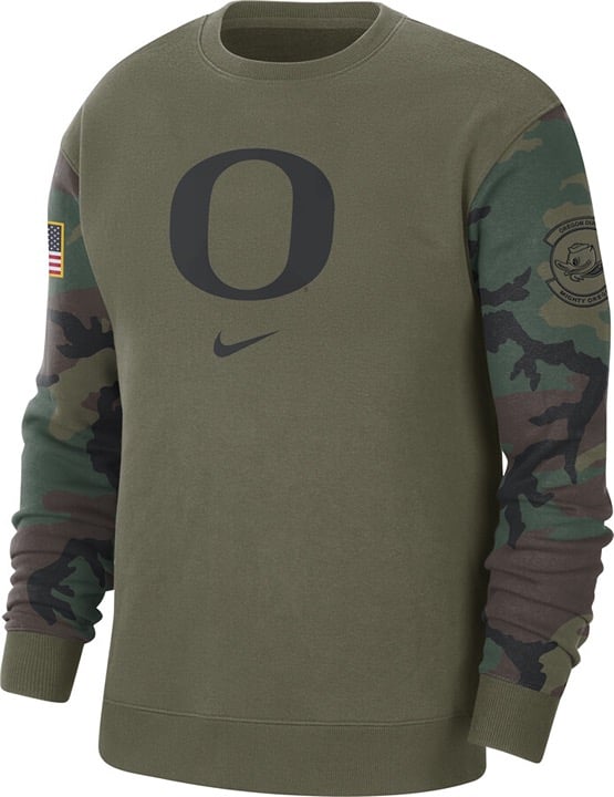 NWT men's medium nike oregon ducks camo LS sweatshirt military appreciation FTBL