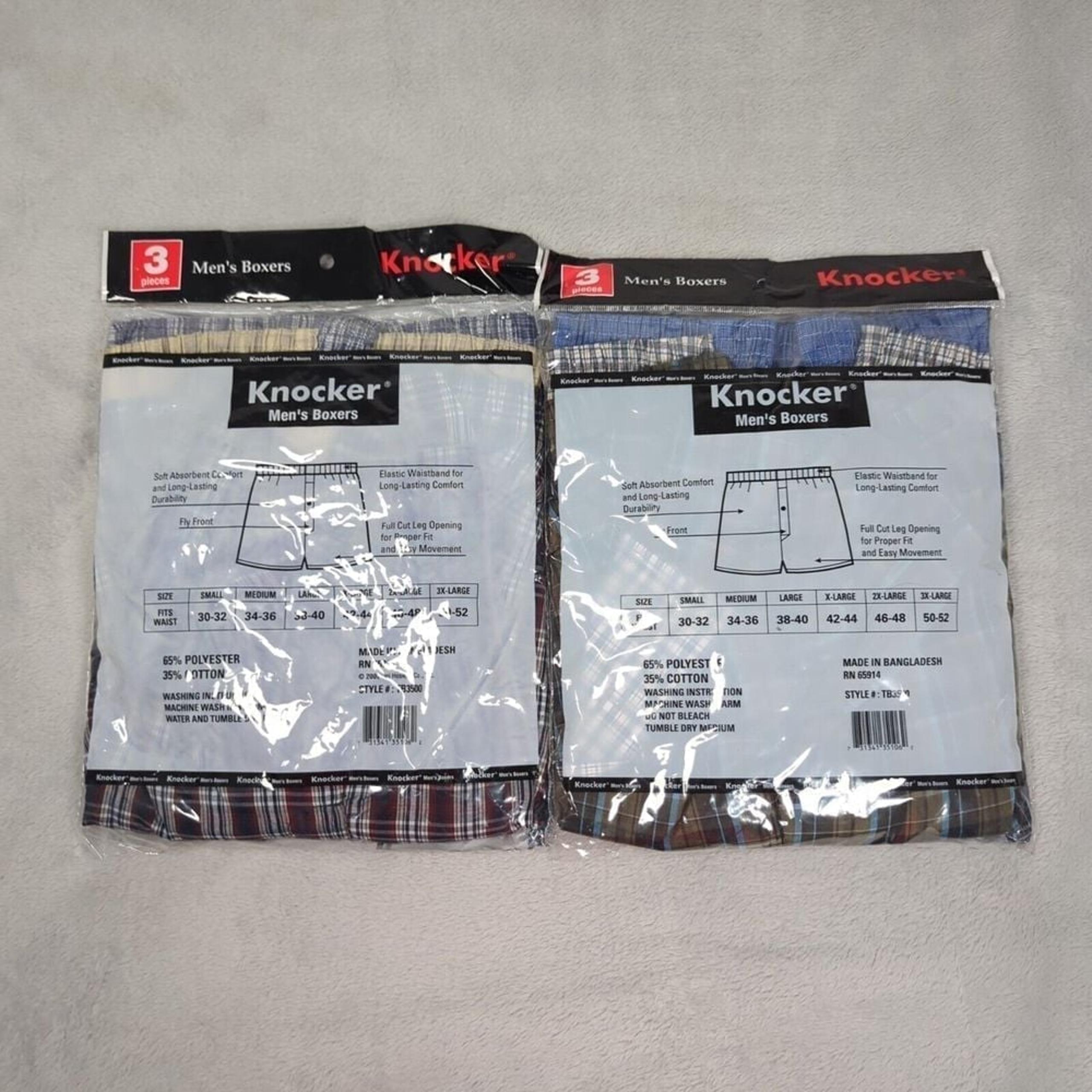 6 Knocker Boxers Mens XXXL Multicolor Plaid Elastic Waist Fly Front Boxers NWT