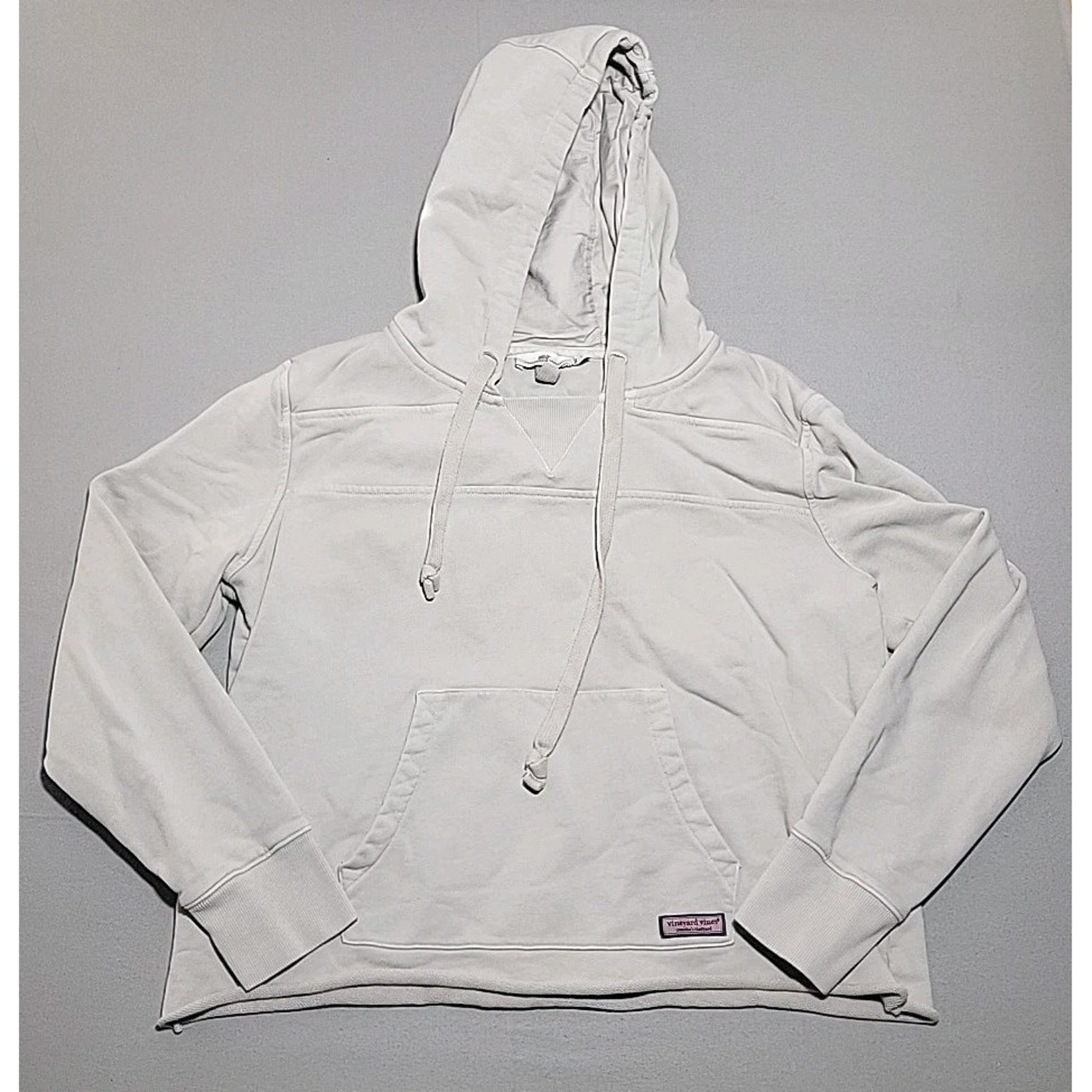 Vineyard Vines Hoodie Women's Large Beige Cropped Pullover Drawstring Pockets