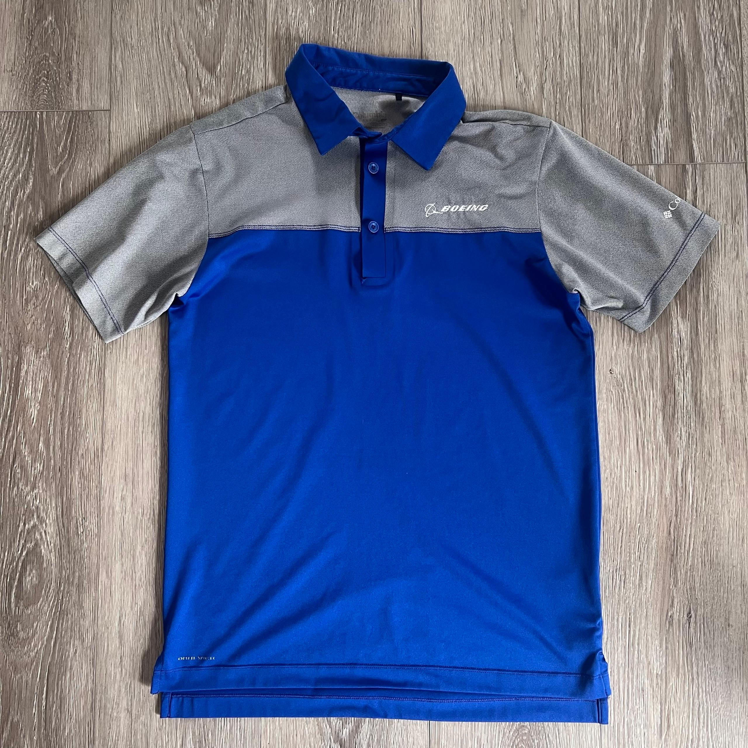 Boeing Polo Columbia Blue Short Sleeve Shirt