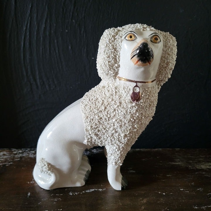 Antique Confetti Staffordshire Dog, Wally Dog Figurine, Mantle Dog, English