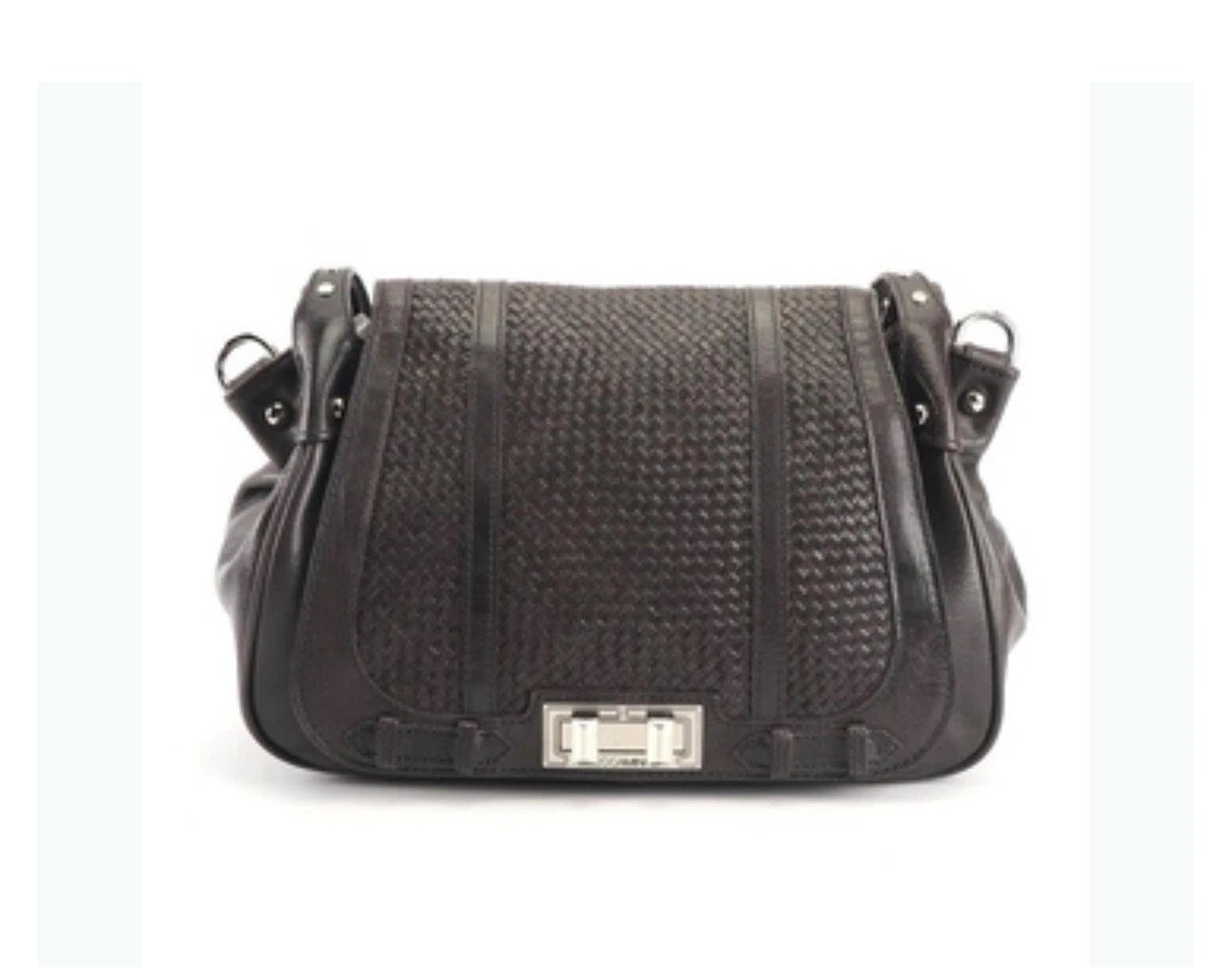 Rebecca minkoff black shoulder bag blue polka inside