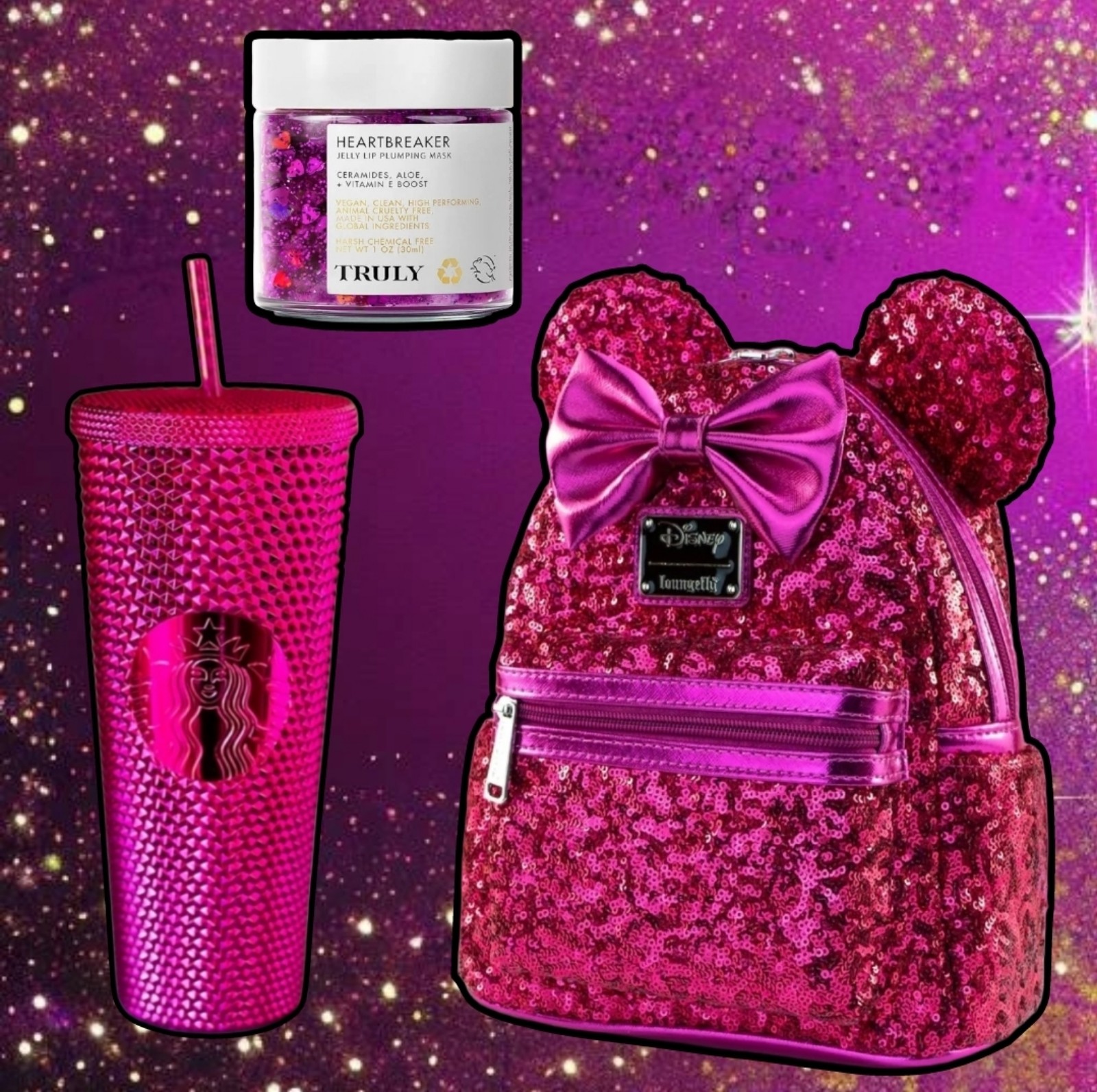 ♡♡ Loungefly magenta sequin bundle ♡♡