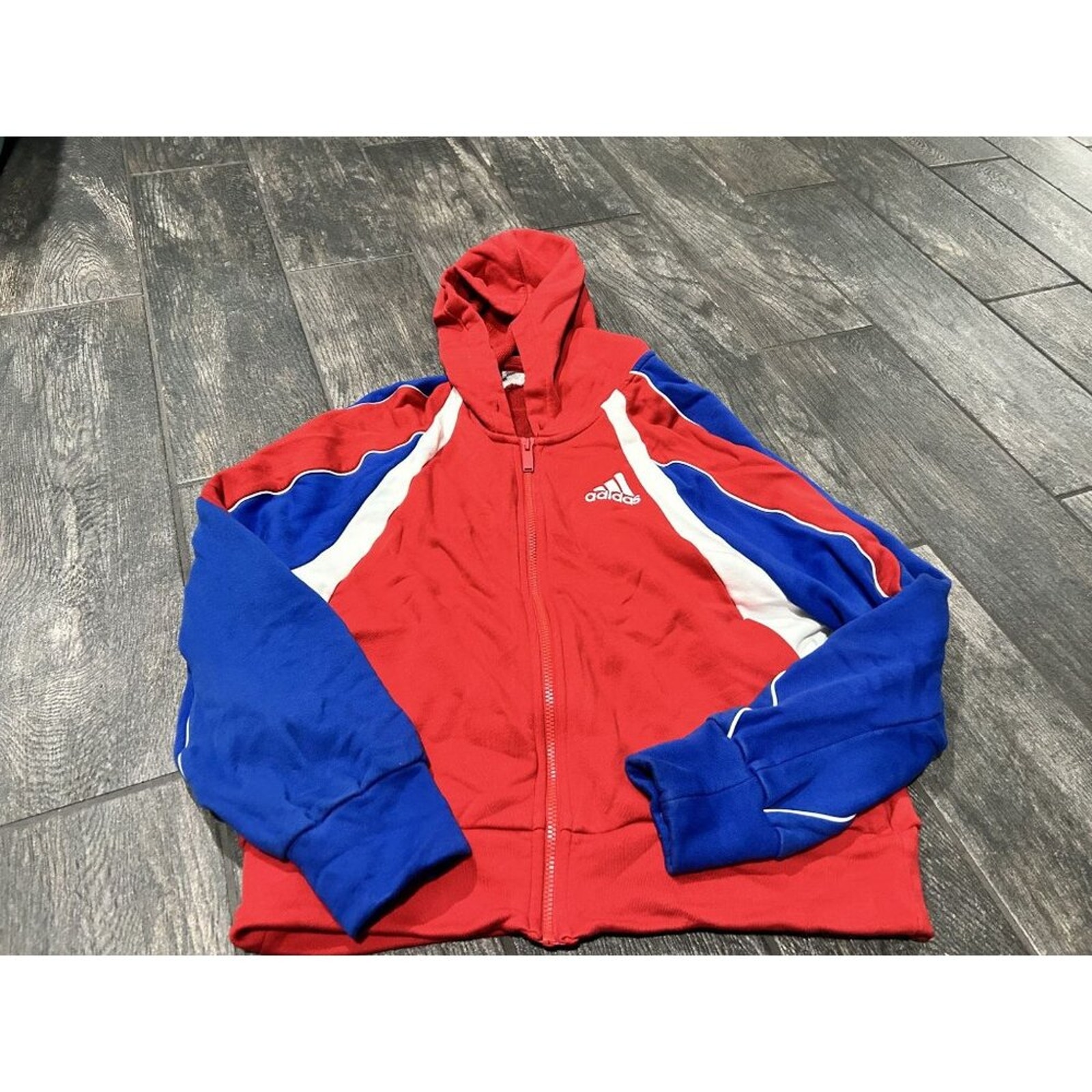 GENTLY USED VINTAGE STYLE ADIDAS COLOR BLOCK ZIP UP JACKET- M