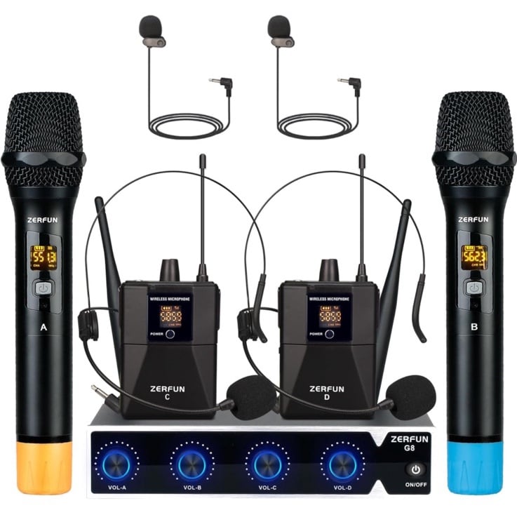 Pro Wireless Microphone System 4 Channels | Zerfun