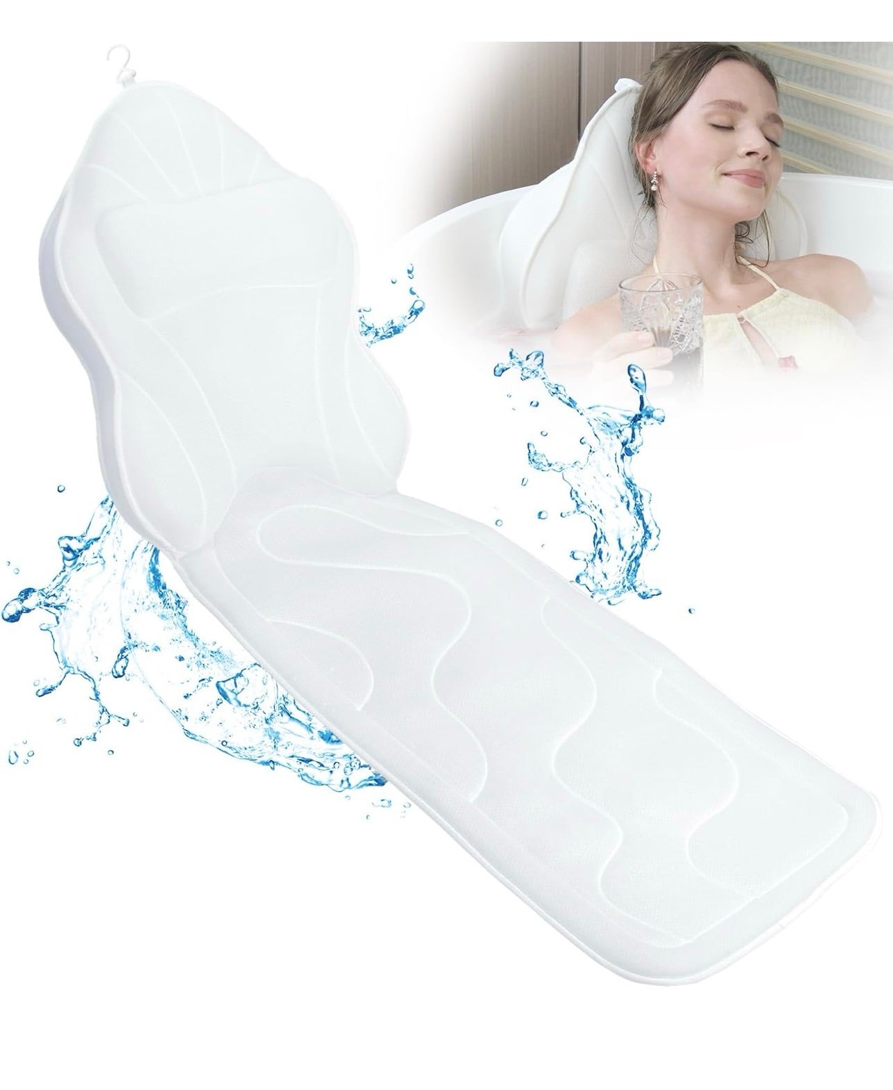 Luxury Thick Full Body Bath Pillows Mat & Cushion for Bathtub Headrest Neck Shou