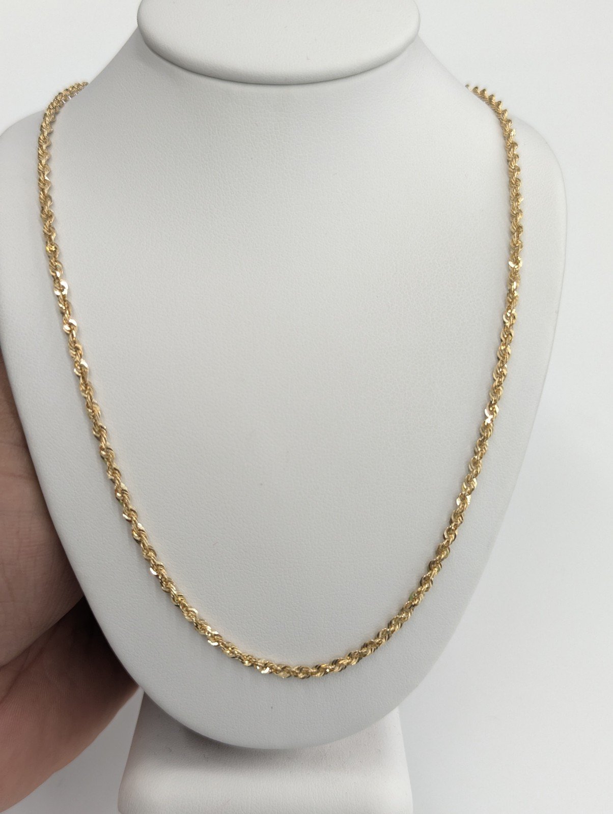 10kt Real Gold Solid Rope Chain 2.1mm 20 Inch