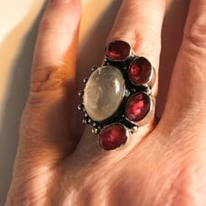 Rose Quartz Garnet 925 Sterling Silver Ring