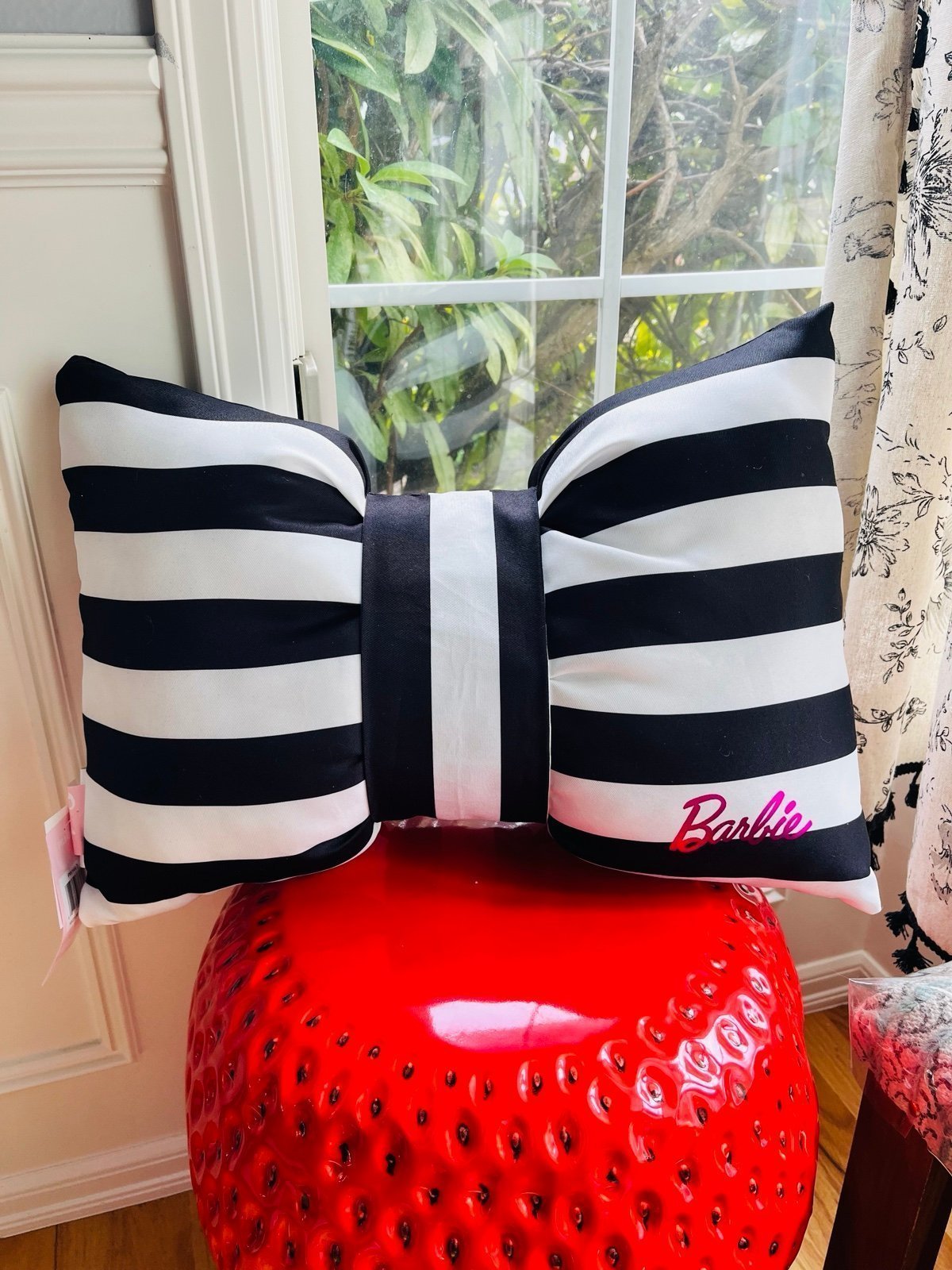 Black & White Barbie Bow Pillow