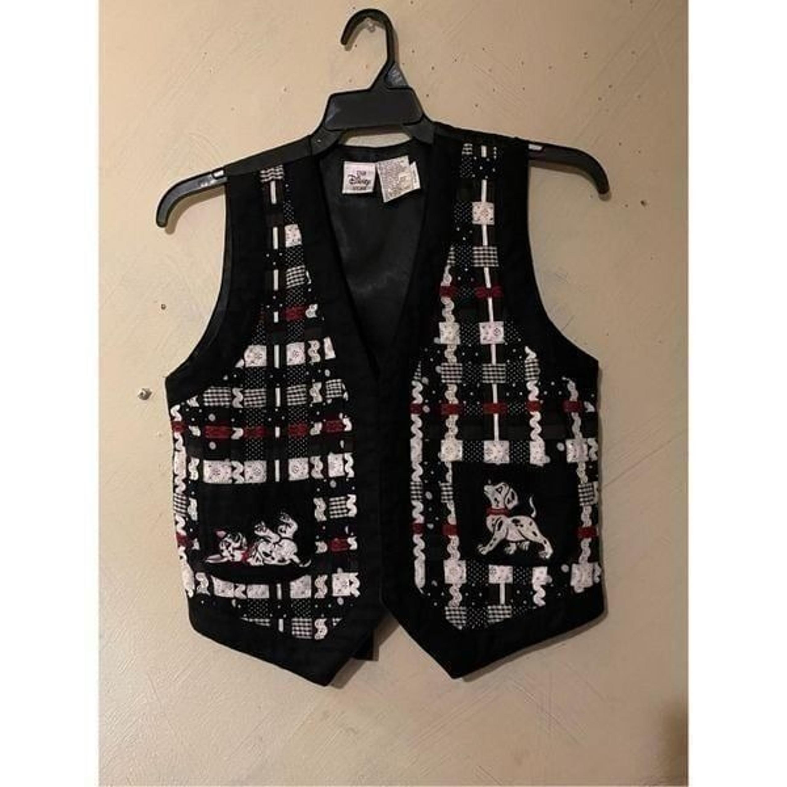 The Disney Store Women’s Vest 101 Dalmatians Black Embellished Pockets Sz Small