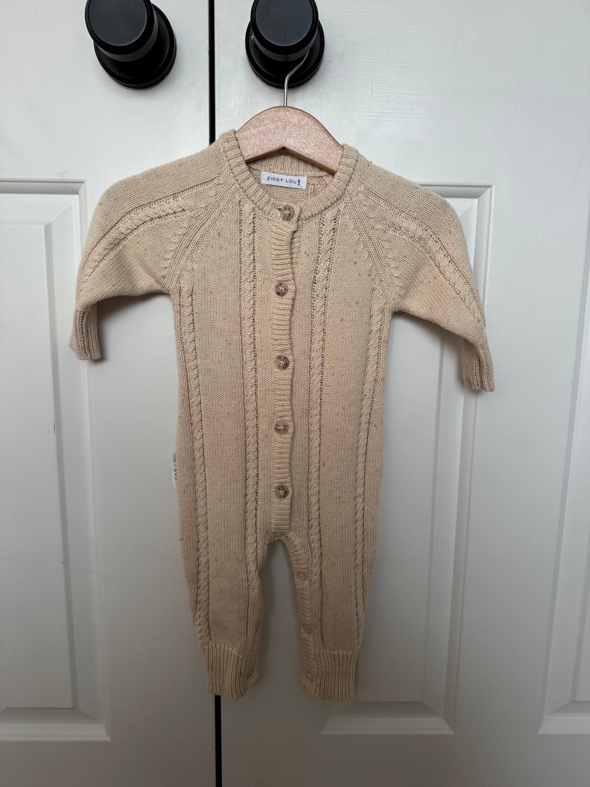 Ziggy Lou Classic Knit Romper in Biscotti Fleck 0-3 NWOT