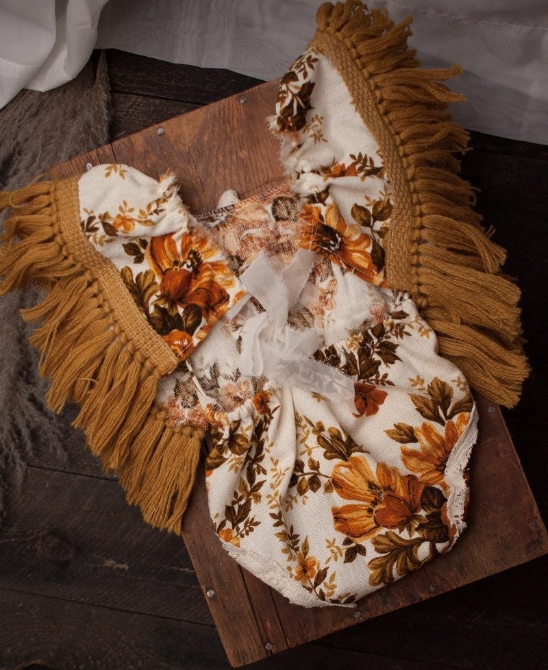 Golden Floral Sitter Romper by Thistebird Threads