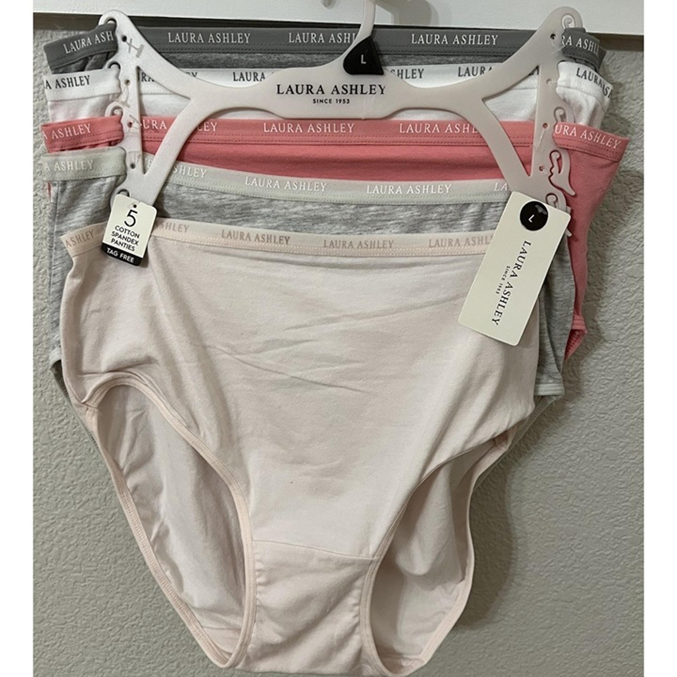 Laura Ashley Womens Brief Underwear Panties 5-Pair Cotton Blend Size Large