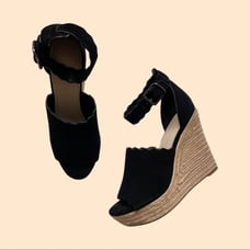 Marc Fisher Black Suede Wedges Size 7.5