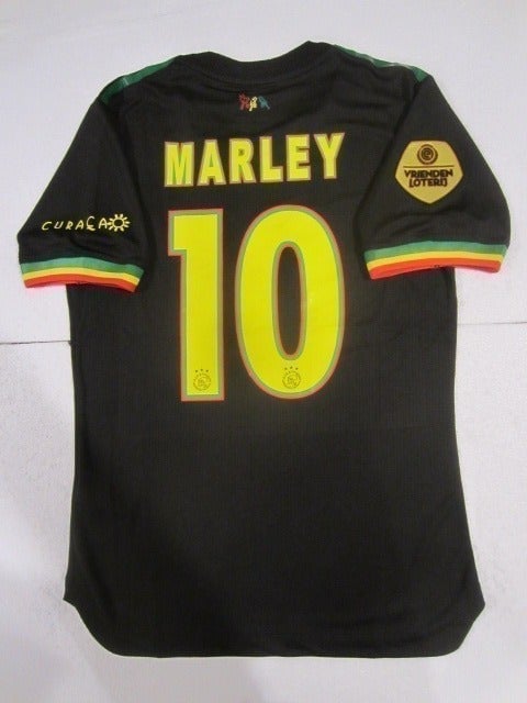 Bob Marley #10 Ajax Amsterdam Match Slim Black Third Soccer Jersey 2021-2022