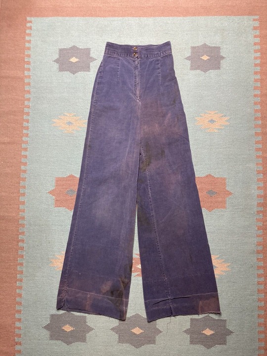 Vintage 70s corduroy bell bottoms wide elephant flare pants faded hippie 22x33
