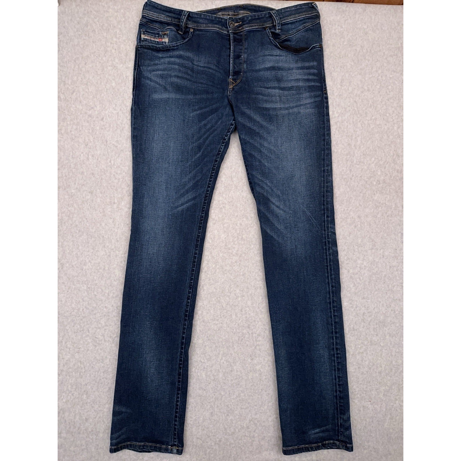 Diesel Jeans Men's 36x35 POIAK Slim Tapered Stretch Button Fly Denim Faded EUC