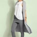 CABI #5412 Knit Hoodie Vest Long Cardigan Sweater Sleeveless Gray Size S
