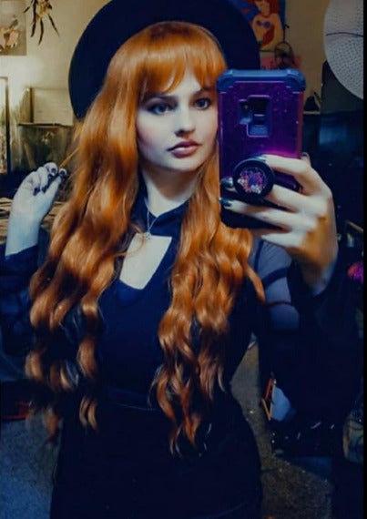 Honey Brown Dark Root with Bangs 24 Wig