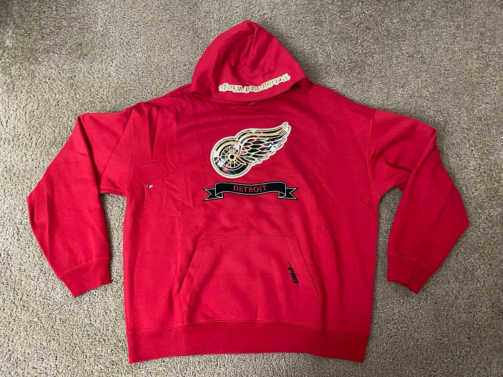 Pro Standard NHL Detroit Red Wings Sewn Logo Pullover Hoodie Men’s Size L New