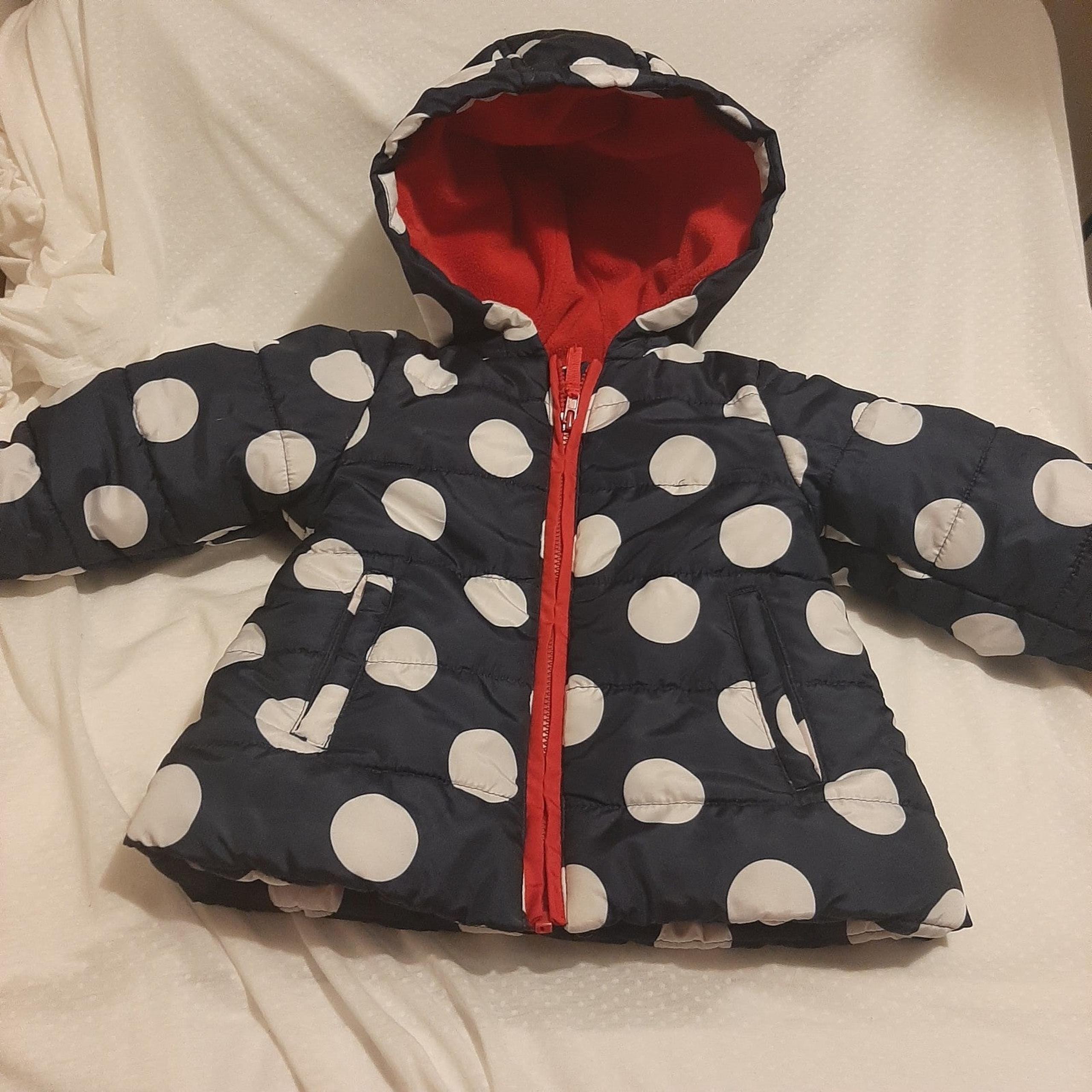 Toddler Girls Blue &White Poka Dot Fall Jacket Size 12M by Little Me