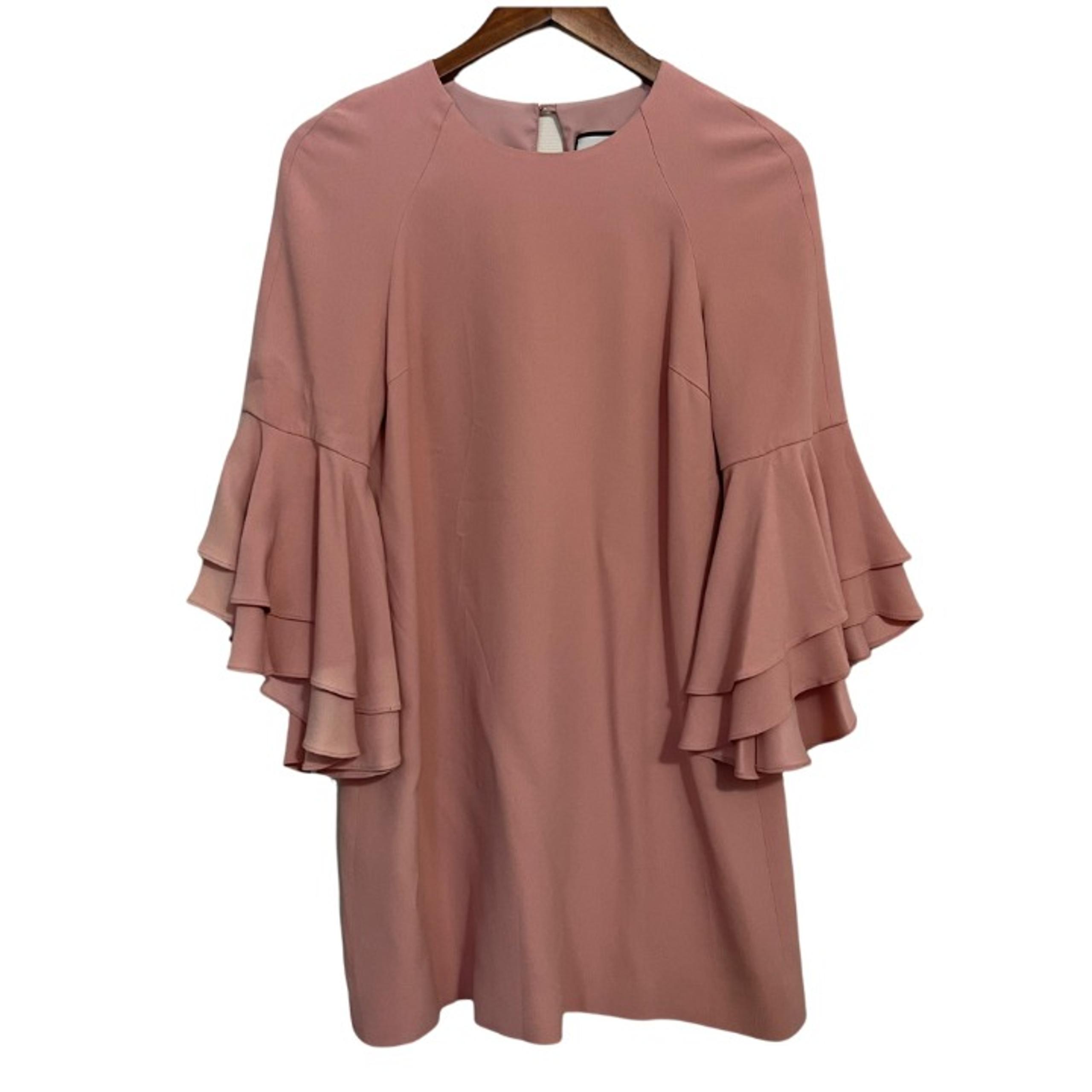 Alexis Womens Pink Flutter Ruffle Sleeve Cocktail Keyhole Mini Shift Dress Small