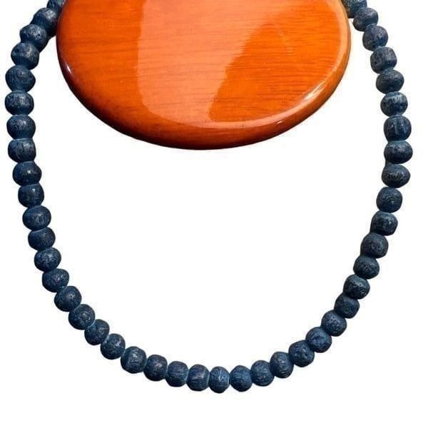Vintage Blue Sponge/Lava Coral Beaded Choker Necklace Unisex