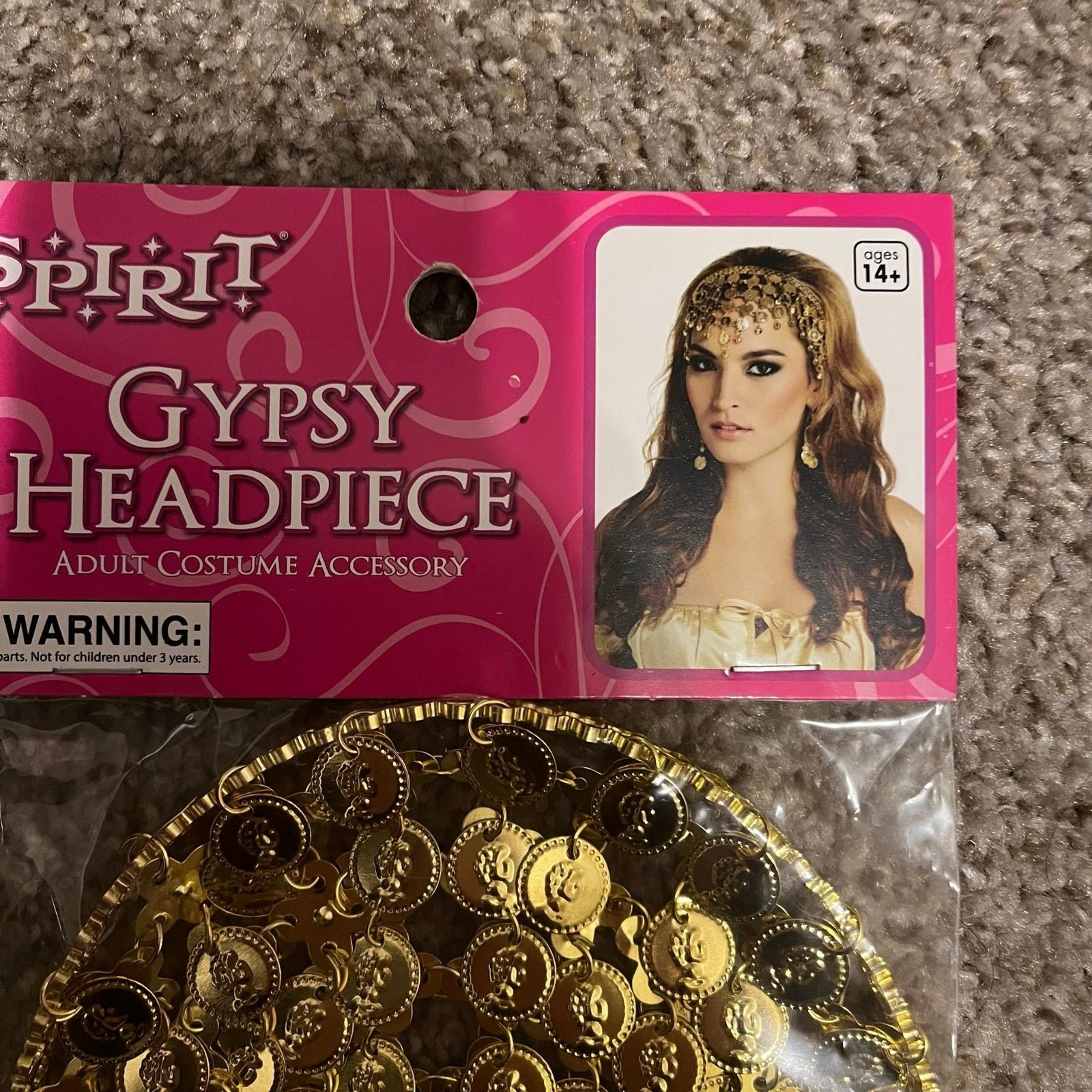 Next Day Ship- Gypsy Headpiece Headband Head Hair Spirit Halloween Costume Gold