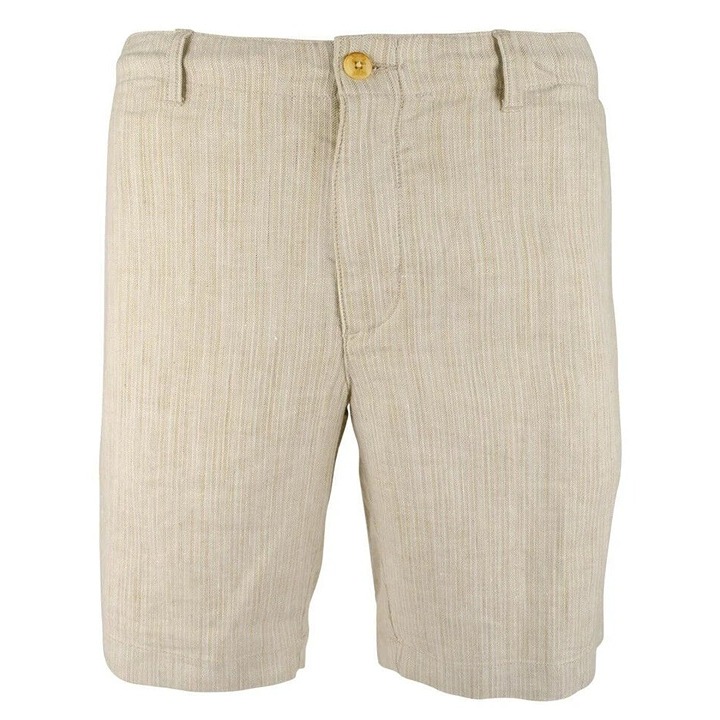 Tommy Bahama Men's Small Stone Khaki Harbor Herringbone 10 Linen Blend Shorts