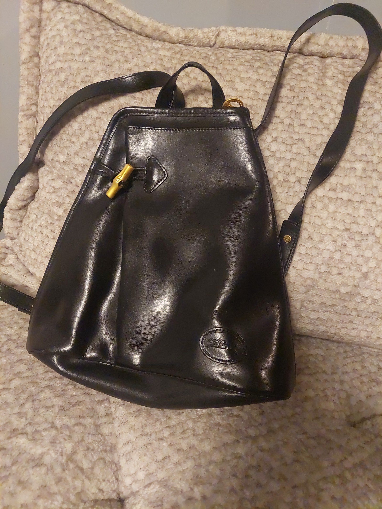 Longchamp Black Backpack.
