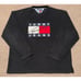 Vintage 90s Mens Large TOMMY HILFIGER Jeans Fleece Sweatshirt Color Block Black