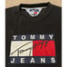 Vintage 90s Mens Large TOMMY HILFIGER Jeans Fleece Sweatshirt Color Block Black