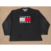 Vintage 90s Mens Large TOMMY HILFIGER Jeans Fleece Sweatshirt Color Block Black