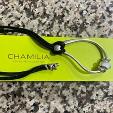 Chamilia Retired Sterling Silver Teardrop Charm Holder on Silk Cord (w/o charms)