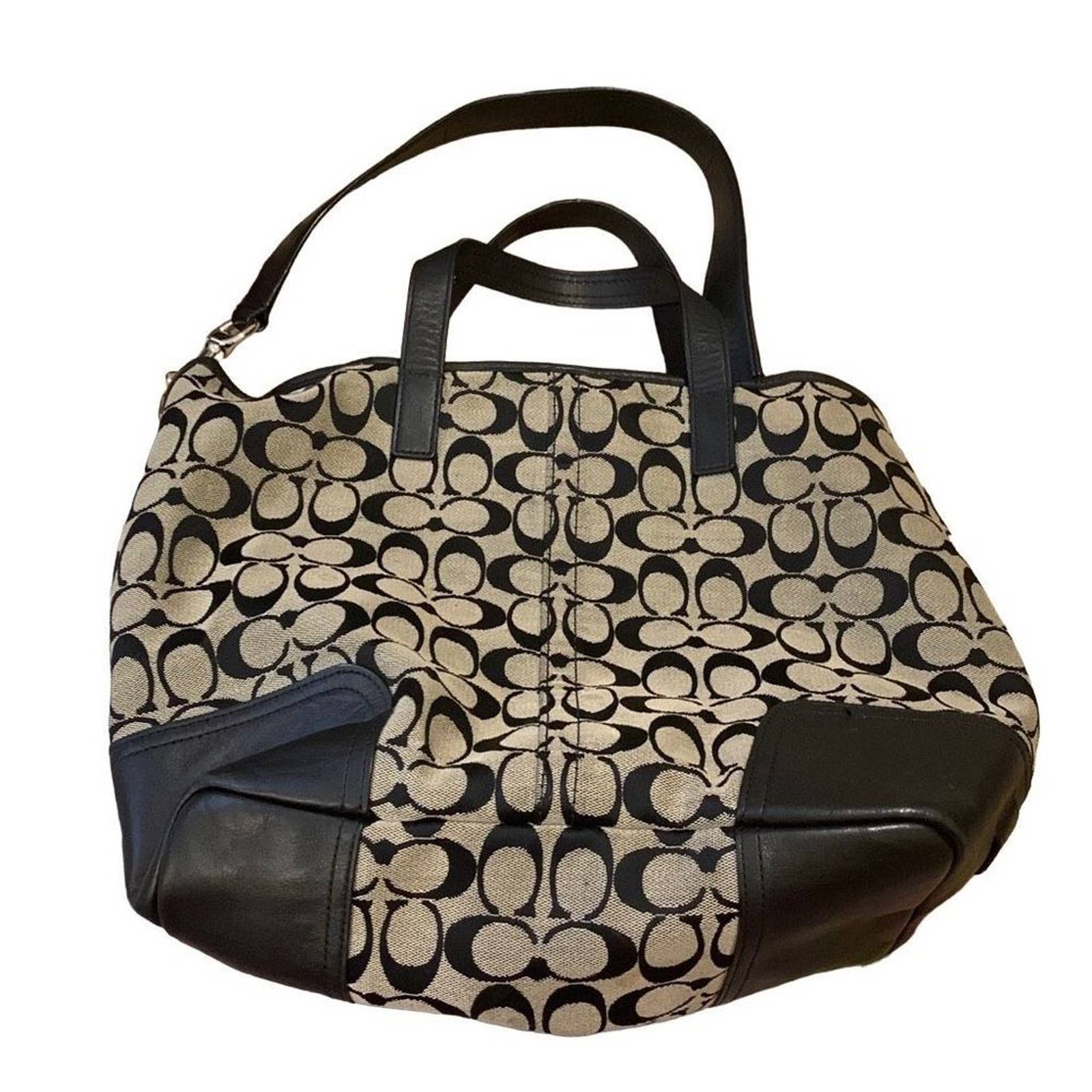 AUTHENTIC Coach Hadley Signature store Duffle N A1480 F28981 Silver Black Brown Tan