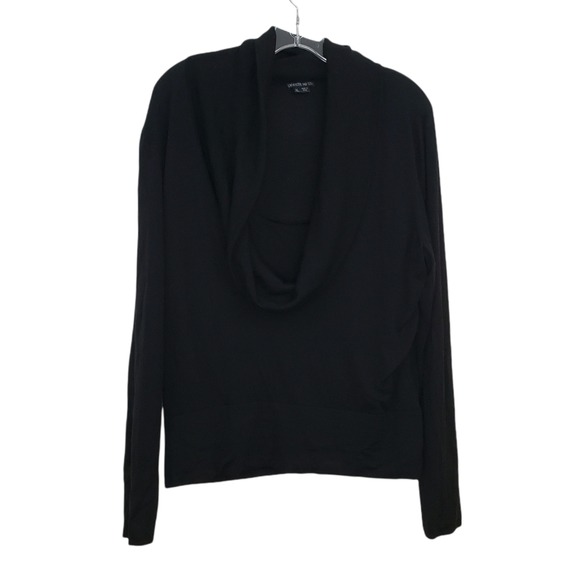 Lafayette 148 Women's Black 100% Merino Wool Cowl Neck Sweater Sz XL