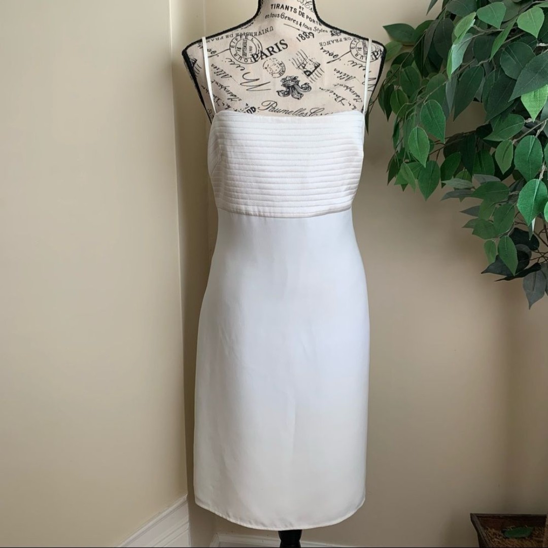 Badgley Mischka Strappy Sheath Midi Dress White Sz 10