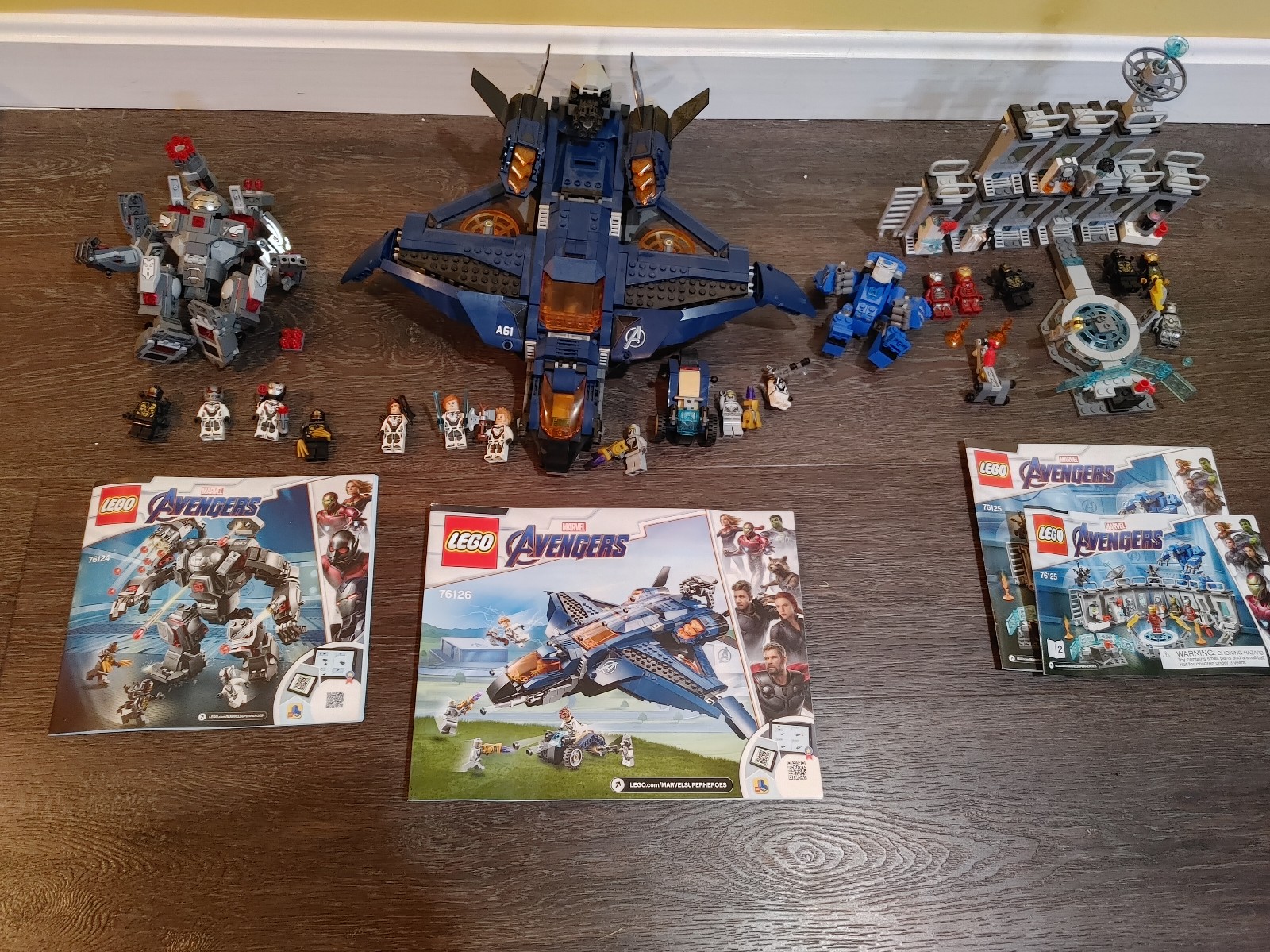 Lego Avengers 76124, 76125 & 76126 Lot Of 3. 100% Complete + Minifigs + Manuals