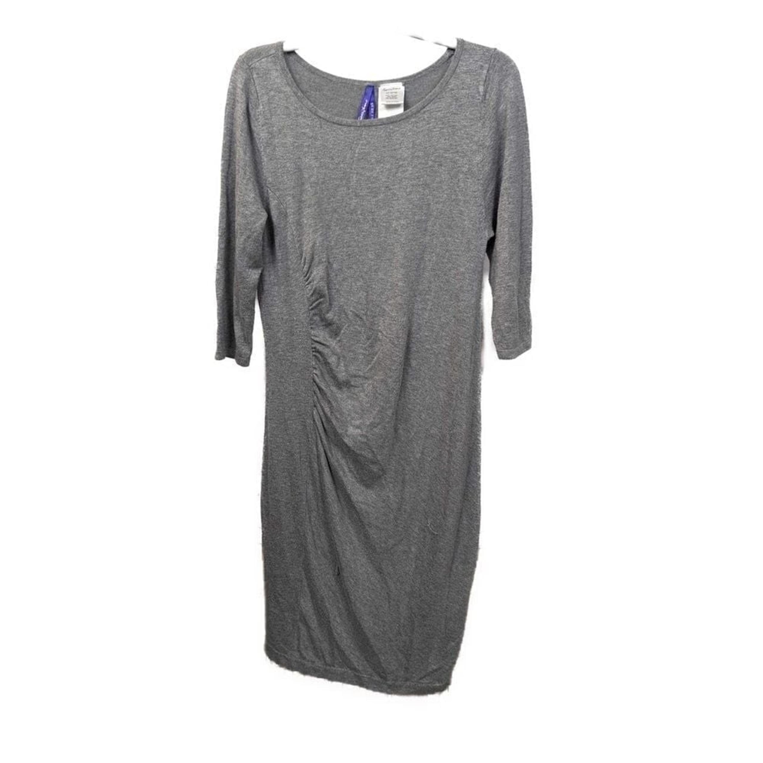 Seraphine Maternity Gray 3/4 Sleeve Ruched Sweater Dress- Size 8