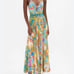 Camilla Long Dress With Tie Front 100% Silk XS NWT