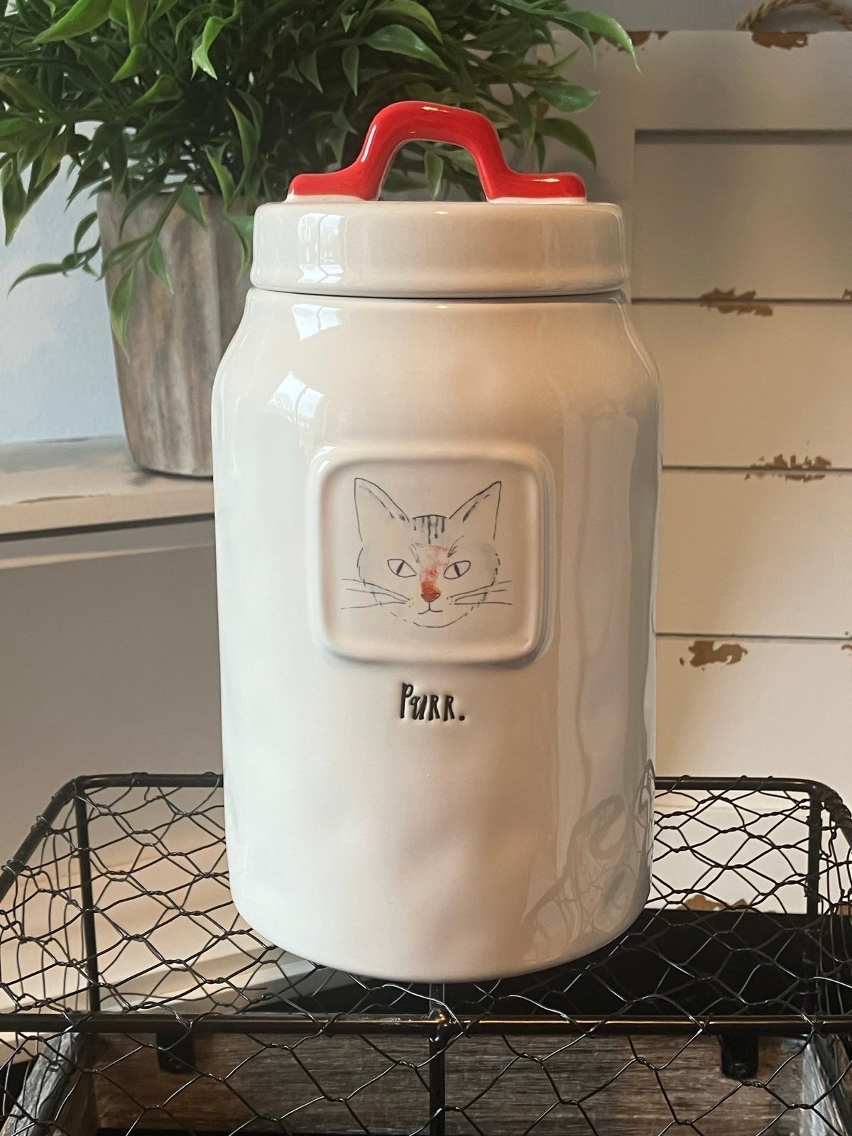 Rae Dunn Purr Kitty Treat Canister