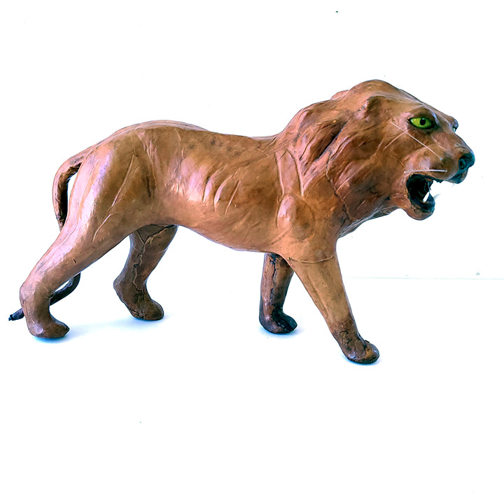 Large Leather Wrapped Lion