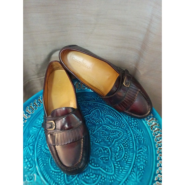 Men's Cole Haan Pinch Buckle Burgundy Leather Slip On Loafers Size 11.5 D